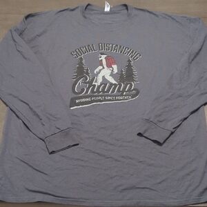 Jerzees Gray Long Sleeve Tee with Bear Graphic